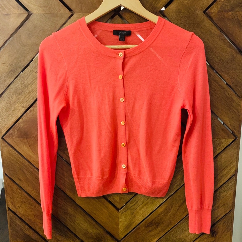 J. Crew Lightweight Coral Pink Cardigan
